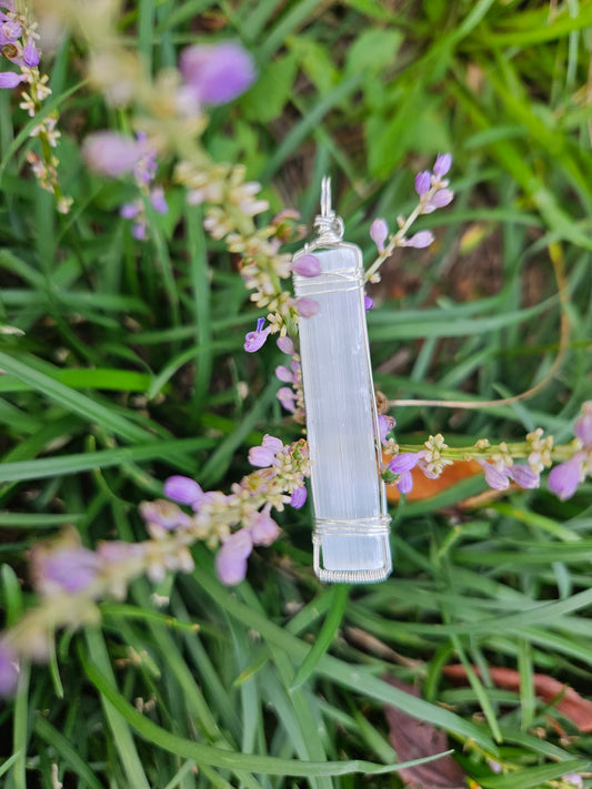 Silver Selenite Pendant