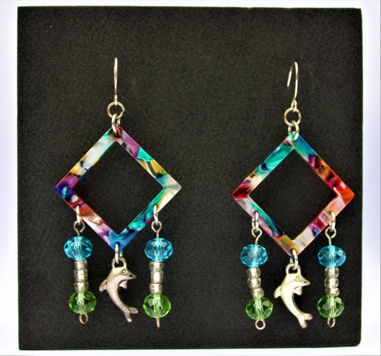 Caribbean Sea Square Earrings